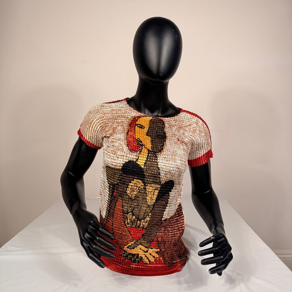 New Abstract Woman Art Print Popcorn Texture Stretch Top